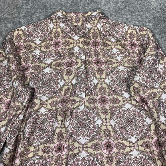 Van Heusen Damask Pattern Button Pocket Blouse Shirt Size Small Petite Women’s - Picture 10 of 12